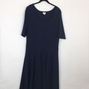 LulaRoe Nicole Navy Blue Skater Style Dress 3X